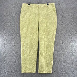 Chicos Jeans Womens 2 US 12 Green Floral Shimmer Skimmer Capri Cropped Stretch